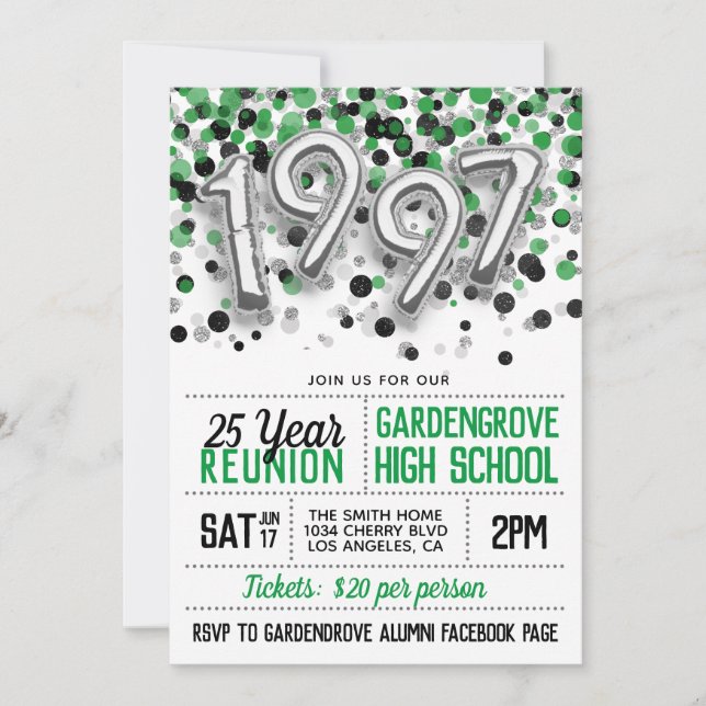1997 High School College Reunion Invitation (Front)