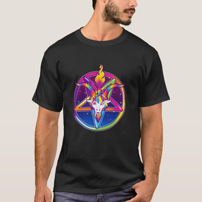 1997 Neon Rainbow Baphomet Pentagram T-Shirt (Front)