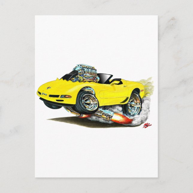 1998-2004 Corvette Yellow Convertible Postcard (Front)