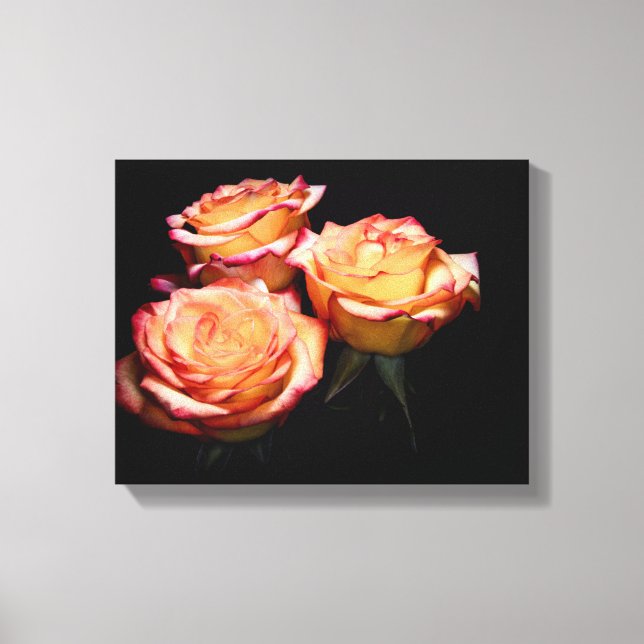 1998-Yellow and Pink Roses Canvas Print (Front)