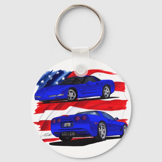 1999-04 Corvette Blue Car Key Ring (Front)