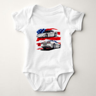 1999-04 Corvette White Car Baby Bodysuit