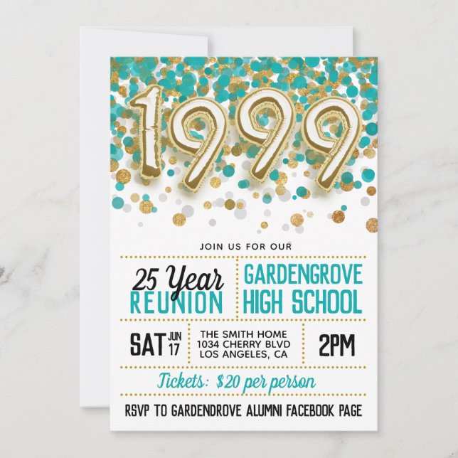 1999 High School College Reunion Invitation (Front)