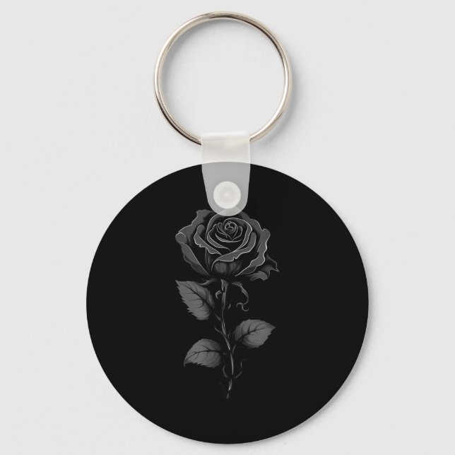 199 Flowers Black Rose Graphic  Key Ring (Front)
