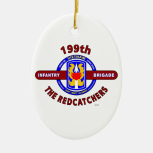 199TH INFANTRY BRIGADE " THE REDCATCHERS"VIETNAM CERAMIC TREE DECORATION