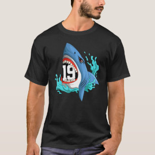 19 Shark Birthday Animal Themed Bday Party Celebra T-Shirt