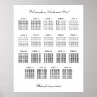 19 Table Elegant Minimalist Seating Chart