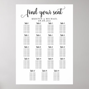 19 Table Large Wedding Guest Seating Chart