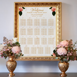 19 Table Seating Chart Wedding Marble Camellia