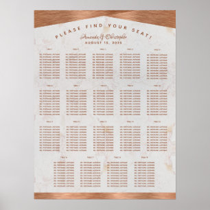19 Table Seating Chart Wedding Marble Copper