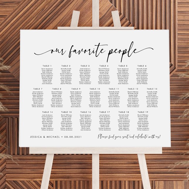 19 Tables Our Favourite People Seating Chart Plan (Creator Uploaded)