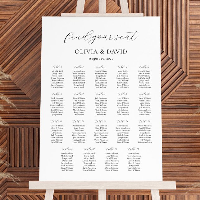 19 Tables Simple Find Your Seat Seating Chart (Creator Uploaded)
