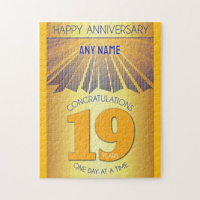 19 Year | AA 12 Step Anniversary Personalised Jigsaw Puzzle (Vertical)