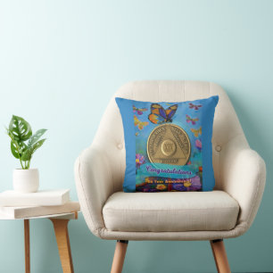 19 Year CUSTOM NAME Sober Anniversary Butterflies Cushion