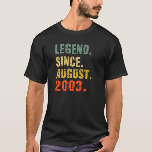 19 Year Old 19th Birthday  Legend Since August 200 T-Shirt
