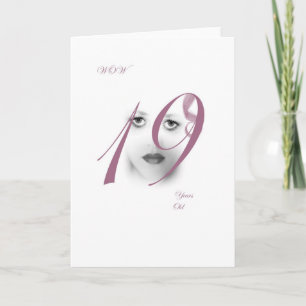 19 Year Old Girls Purple Greeting Card .