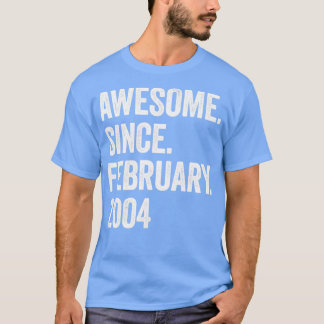 19 Years Awesome Since February 2004 19th Birthday T-Shirt