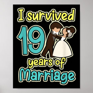 19 Years Of Marriage Husband Wife Wedding Annivers Poster