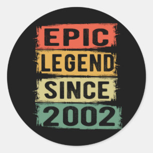 19 Years Old Bday 2002 Epic Legend 19th Birthday Classic Round Sticker