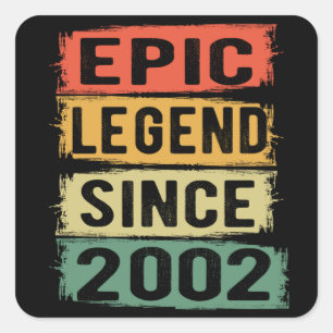 19 Years Old Bday 2002 Epic Legend 19th Birthday Square Sticker