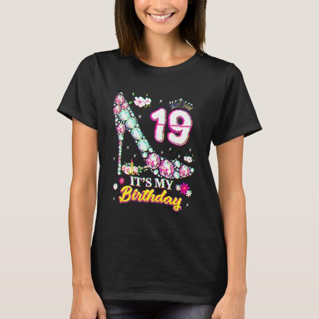19 Years Old It's My 19th Birthday Pink Diamond Sh T-Shirt (Front)