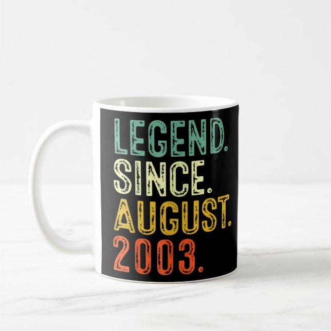 19 Years Old  Legend Since August 2003 18th Birthd Coffee Mug (Left)