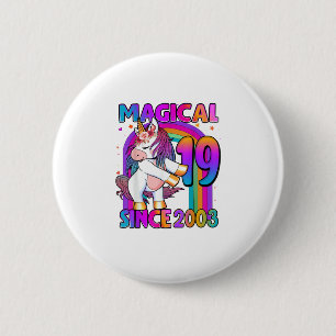19 Years Old Unicorn Flossing 19th Birthday Girl U 6 Cm Round Badge