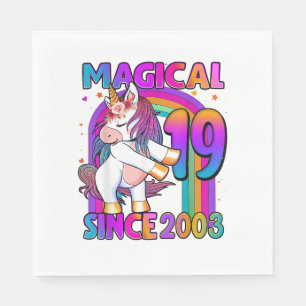 19 Years Old Unicorn Flossing 19th Birthday Girl U Napkin