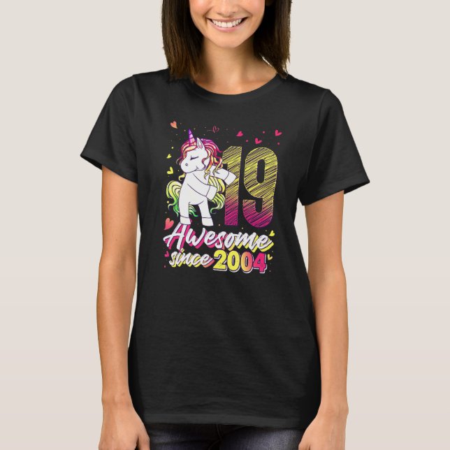 19 Years Old Unicorn Flossing 19th Birthday Unicor T-Shirt (Front)
