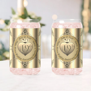 19th/8th Bronze (Colour) Wedding Anniversary Can Glass