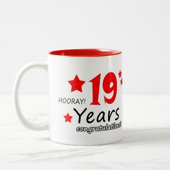 19th anniversary, 19 Years Wedding Anniversaries Two-Tone Coffee Mug (Left)