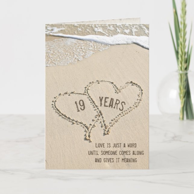 19th Anniversary Beach Hearts Card (Front)