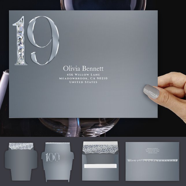 19th Anniversary Diamond Number Nineteen Silver  Envelope (Creator Uploaded)