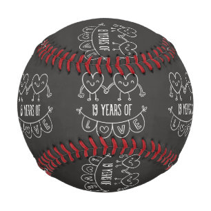19th Anniversary Gift Chalk Hearts Baseball