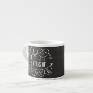 19th Anniversary Gift Chalk Hearts Espresso Cup