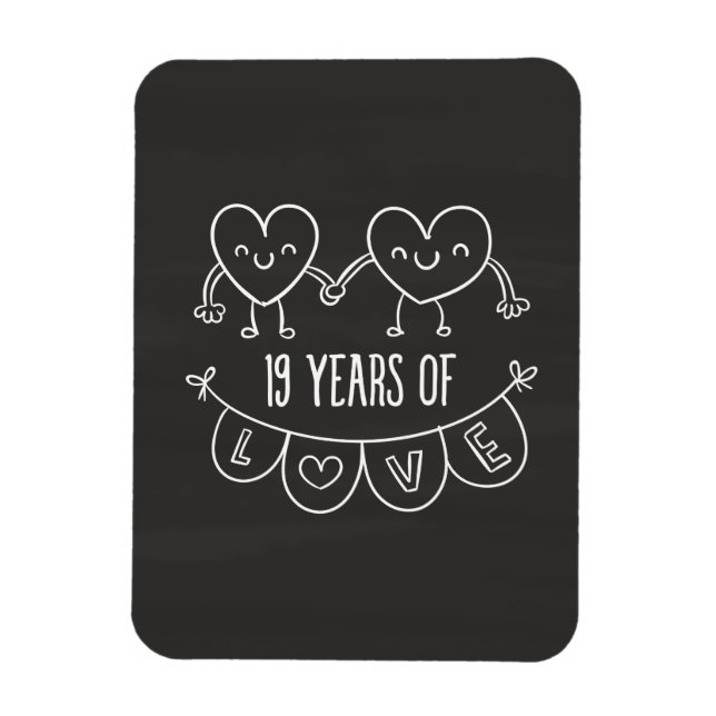 19th Anniversary Gift Chalk Hearts Magnet (Vertical)
