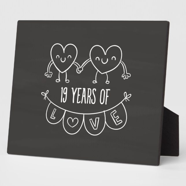 19th Anniversary Gift Chalk Hearts Plaque (Side)