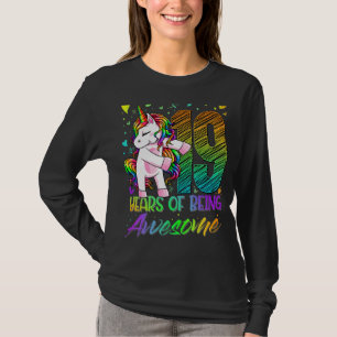 19th Birthday  19 Year Old Girl Flossing Unicorn P T-Shirt