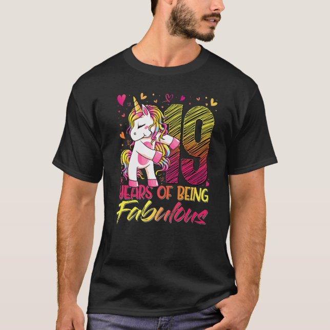 19th Birthday  19 Year Old Girl Flossing Unicorn P T-Shirt (Front)