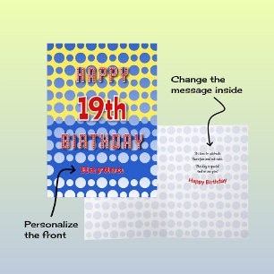 19th Birthday add name circles pattern Card