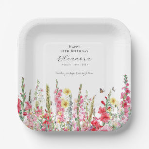 19th Birthday August Birth Flower Party Supplies Paper Plate