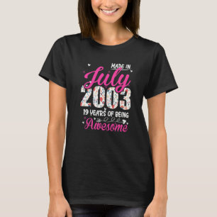 19th Birthday Awesome Since July 2003 Floral T-Shirt