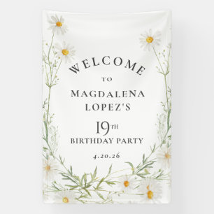 19th Birthday Banner April Birth Flower Daisy