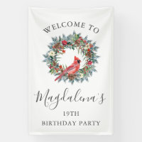19th Birthday Banner Red Cardinal Custom Welcome