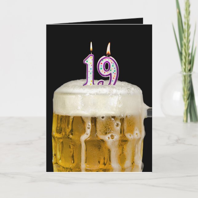 19th Birthday Beer on black Card (Front)