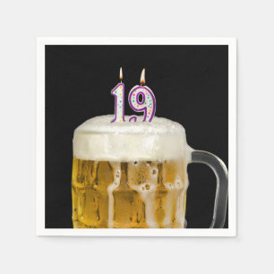 19th Birthday Beer on black Napkin