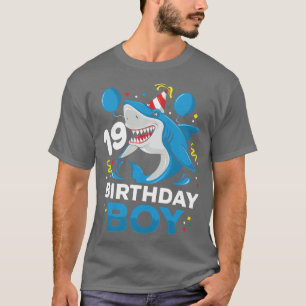 19th Birthday Boy Shark Ocean Theme Party 19 Years T-Shirt
