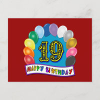 19th Birthday Gifts with Assorted Balloons Design