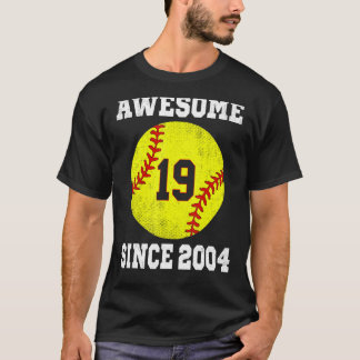 19th Birthday Girl Softball 19 Years Old Vintage T-Shirt