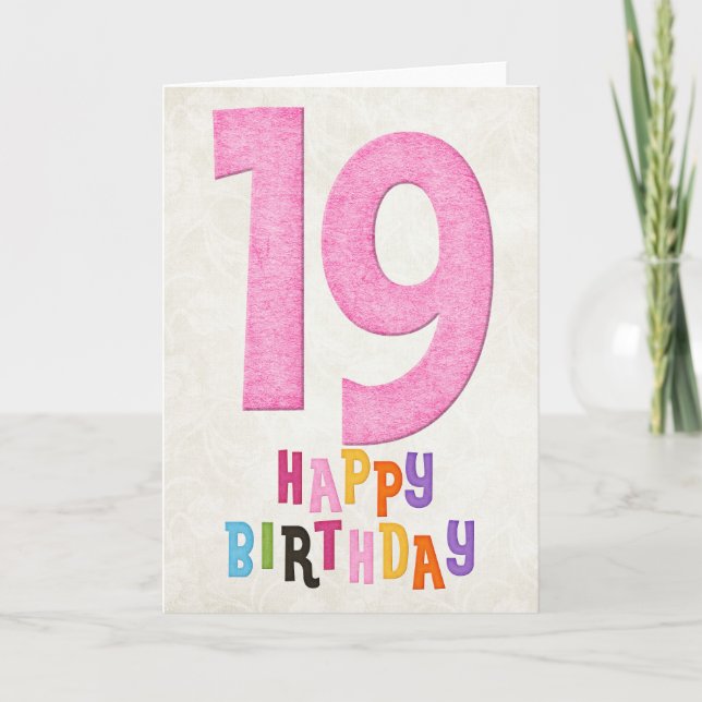 19th Birthday Happy Birthday Card Design 2 (Front)